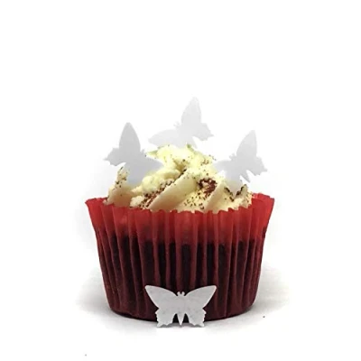 Image of 100 Precut White Edible Wafer Paper Mini Butterfly Cake Toppers Perfect for Cupcakes or Table Decorations