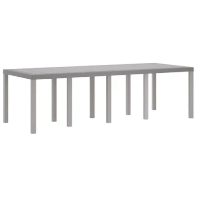 Image of vidaXL large outdoor dining table seats 10 light grey matte finish rectangular patio furniture weather resistant aluminum frame for garden, balcony,
