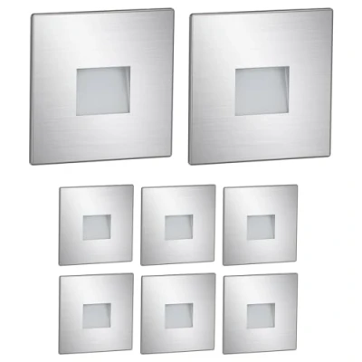 Image of ledscom.de 8 LED Staircase Light/recessed Wall Light FOW for Indoor and Outdoor, Downlight, Angular, Stainless Steel, 85 x 85mm, Cool White