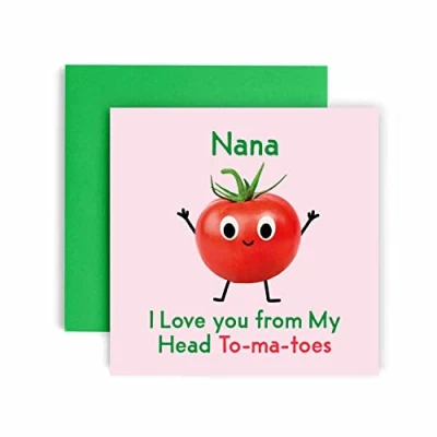 Image of Huxters Birthday Cards for Women I Love You Nana Card her Funny Mother&#039;s Day Fun Tomato Happy 14.8cm (Nana)