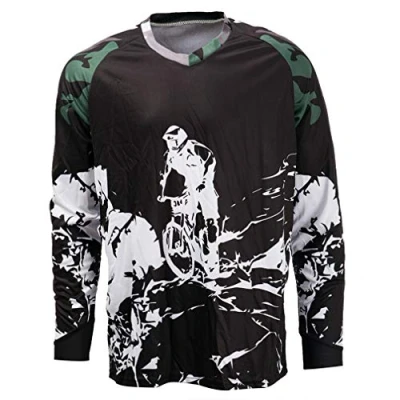 Image of Cycling Jersey Men&#039;s Mountain Bike Motocross Long Sleeve MTB T Shirt Downhill Tops Sports Racing Blouse Bicycle Outdoor wear White L