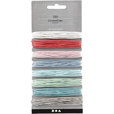 Image of Cotton Cord, thickness 1 mm, asstd colours, 8x5m