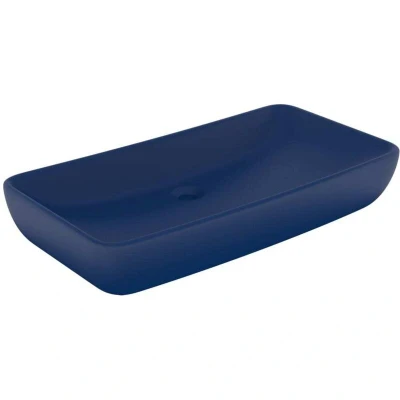 Image of vidaXL Luxury Basin Rectangular Matt Dark Blue 71x38 cm Ceramic