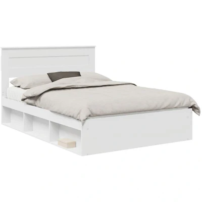 Image of vidaXL Bed Frame with Headboard White 160 x 200 cm Solid Pine Wood