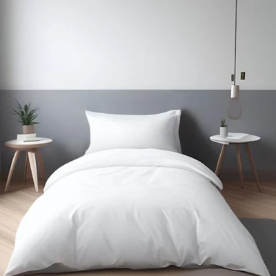 Image of LivinEase Brushed Microfibre Single Duvet Cover Sets 100 GSM White with 1 Pillowcase (50x75 cm) Hotel Quality Hypoallergenic, Easy Care and Comfortable