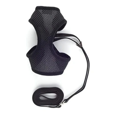 Image of Ancol Soft Mesh Cat Harness and Lead Set. SMALL/ 12cm length. Black