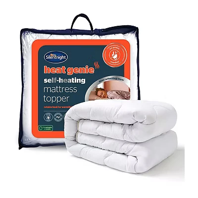 Image of Silentnight Self Heating Single Mattress Topper Warm Cosy Pad Featuring Heat Reflecting Foil and Thermal Lining to Retain