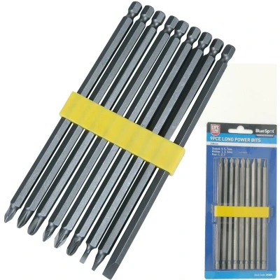 Image of Blue Spot Tools 9 Piece 150MM Chrome Vanadium Extra Long Power Bit Set