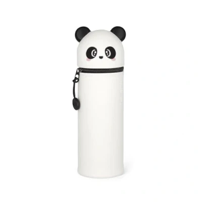 Image of LEGAMI 2 in 1 Soft Silicone Case Kawaii Table Pen Holder, Zipper, Silicone, Bag, Colouring Pencils Marker, H 18.5 cm, Panda,