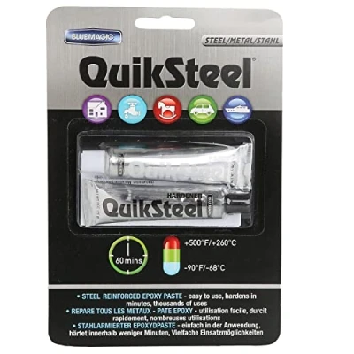 Image of Quiksteel Steel Reinforced 2 Part Epoxy Paste Metal Instant Repair Weld Putty