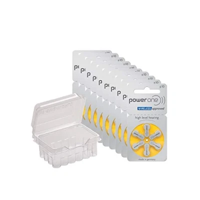 Image of Power One Mercury Free Size 10 Hearing Aid Batteries Zinc Air P10 PR70 (60 Total)
