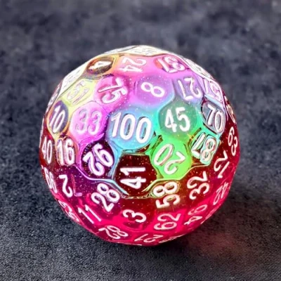 Image of Bescon Dazzling Red 100 Sided Dice, Game Dice D100, Polyhedral Solid Sides 45MM in Diameter (1.8inch)