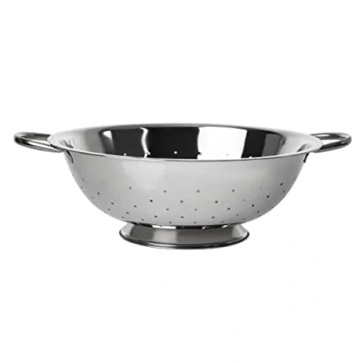 Image of Vogue Colander 12In Strainer Kitchen Cooking Stainless Steel With Wire Handles