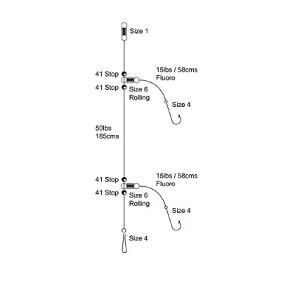 Image of Tronixpro 2 Hook Boat Flapper Rig, Size 4