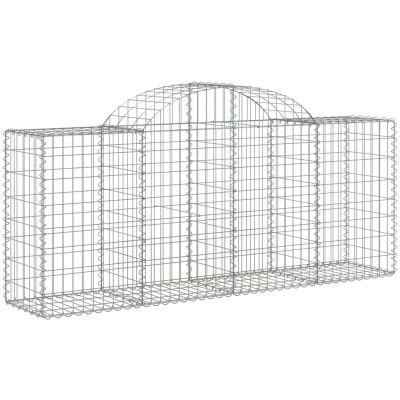 Image of vidaXL Arched Gabion Basket 200x50x80/100 cm Galvanised Iron