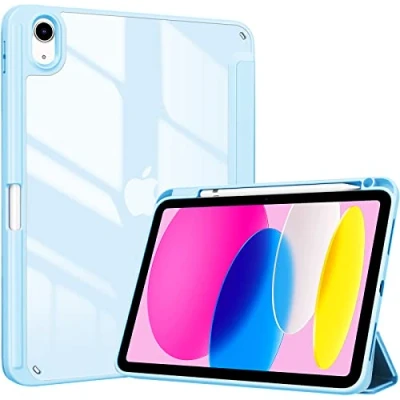 Image of ProCase for iPad 10th Generation Case with Pencil Holder 2022 10.9 Inch, Clear Back 10 Case, Gen A2696 A2757 A2777 Skyblue