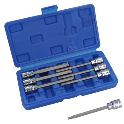Image of 3/8&quot; Drive Extra Long Male Tamper Torx Star Bits Security T25 T60 8pc Set