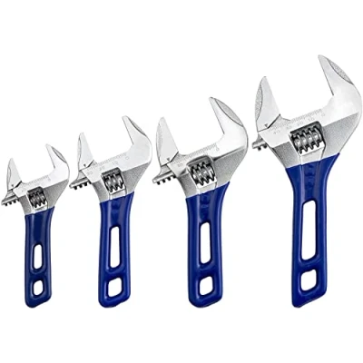 Image of Wide Opening Stubby Adjustable Wrench Spanner with Short Handle Chrome Vanadium Steel Forged ((4&quot;+5&quot;+6&quot;+8&quot;))