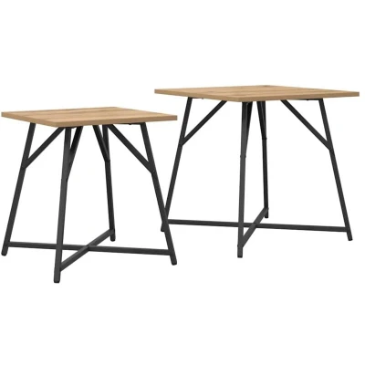 Image of vidaXL Side Table 2 pack in Artisan Oak with Engineered Wood and Metal