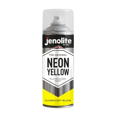 Image of JENOLITE Fluorescent Spray Paint NEON YELLOW Premium High Visibility Multi Surface 400ml