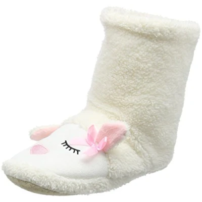 Image of Eaze Women&#039;s Lamb Boot Hi Top Slippers, White White, M UK