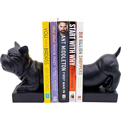 Image of Polyresin Black Sausage Dog Weighted Base Bookends Set