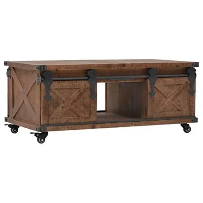 Image of vidaXL Coffee Table Solid Fir Wood 91x51x38 cm Brown