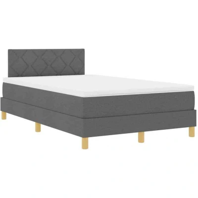 Image of vidaXL Box Spring Bed with Mattress Dark Grey 120x190 cm Fabric