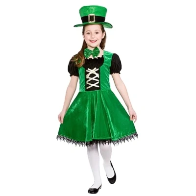 Image of Wicked Costumes Deluxe Leprechaun Girl Fancy Dress Costume Large (8 10 Years)