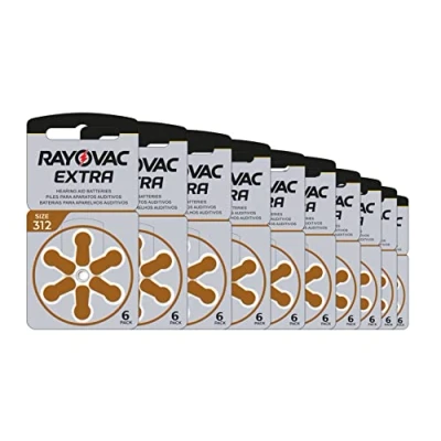 Image of Rayovac Hearing Aid Batteries Size 312 10 Packs of 6 Cells