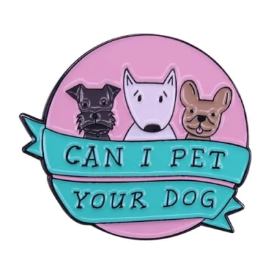 Image of Can I Pet Your Dog Enamel Brooch Pins Cute Cartoon Animal Metal Badges Lapel Pin Brooches for Jackets Fashion Jewelry Accessorie Lover Gifts