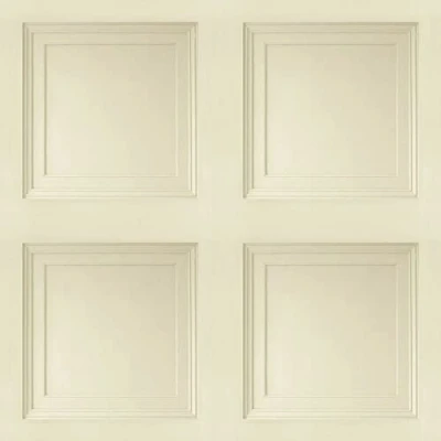 Image of SOPHIE LAURENCE Wood Panel Effect Wallpaper Realistic Square Panelling Flat Finish 3D (Sample Cream)