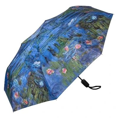 Image of VON LILIENFELD Claude Monet Water Lilies Folding Umbrella Windproof Open Close Automatic Stable Lightweight Compact, multicoloured, L50/D100