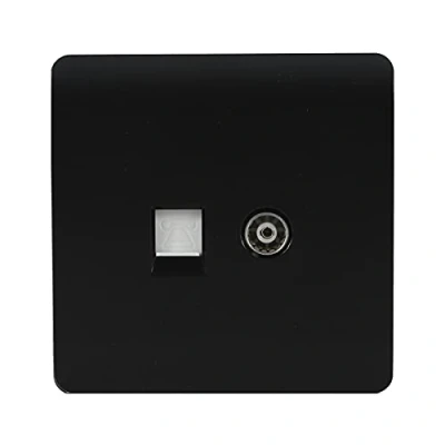 Image of Trendi TV Co axial Socket + Telephone Matt Black