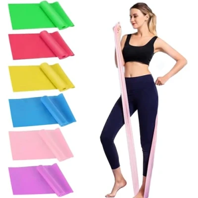 Image of Phieeseriy Resistance Bands Sets of 6, 1.8m/5.9ft &amp; 2m/6.5ft Exercise Bands, Workout Set for Women Men, 3 Different Levels Elastic Stretch Training/Yoga/Gym/Fitness