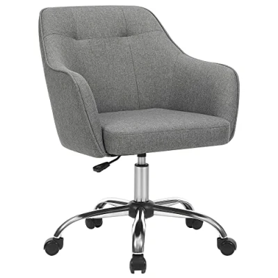 Image of SONGMICS Office Chair, Swivel Desk Makeup Vanity Adjustable Height, Armrests, 110 kg Load Capacity, Cotton Linen Fabric, for Home Office, Study, Bedroom, Dove Grey OBG019G11