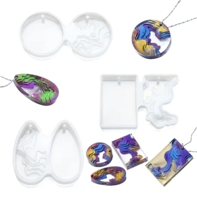 Image of FineInno 3Pcs Island Resin Moulds Ocean Themed Silicone for Jewellery Making Pendant Molds with Holes DIY Jewelry (Island Moulds)