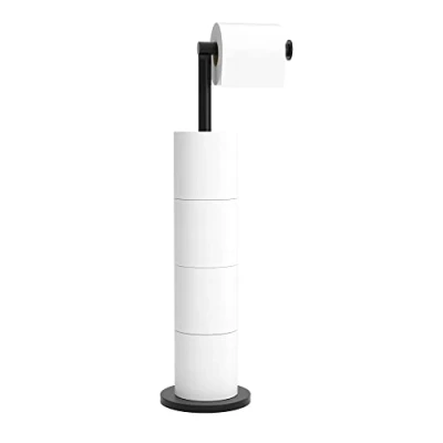 Image of Free Standing Toilet Roll Holder Folding Paper Stainless Steel Bathroom Stand, Anti Rust Pedestal Storage Dispenser Holds 5
