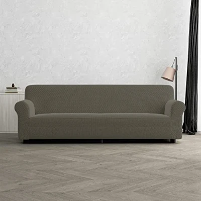 Image of Italian Bed Linen Fashion Extendable Sofa Cover, Taupe 4 Seater