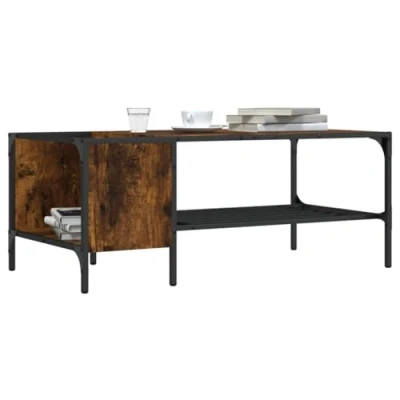 Image of vidaXL Coffee Table with Rack End Sofa Smoked Oak Engineered Wood