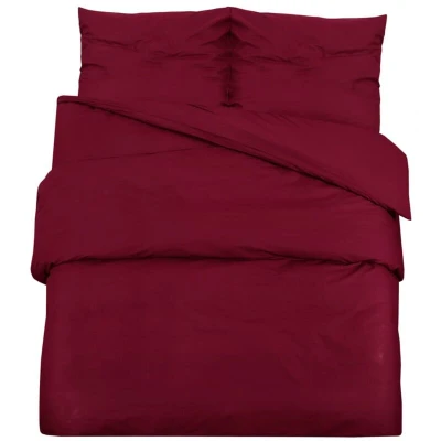 Image of vidaXL Duvet Cover Set Bordeaux 140x200 cm Light weight Microfiber
