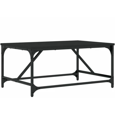 Image of vidaXL Engineered Wood Coffee Table, Rectangular Design, Resistant to Moisture, Stable Metal Frame, Black, Perfect for Living Room.