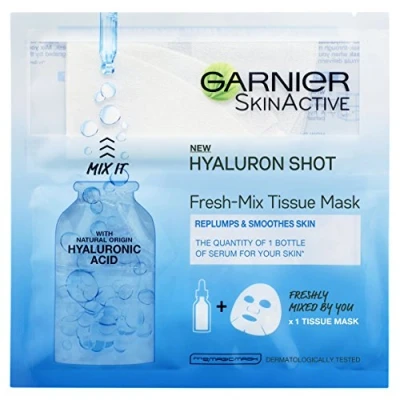 Image of Garnier Fresh Mix Replumping Tissue Mask, Hyaluronic Acid Face Sheet Shot Mask 33 g