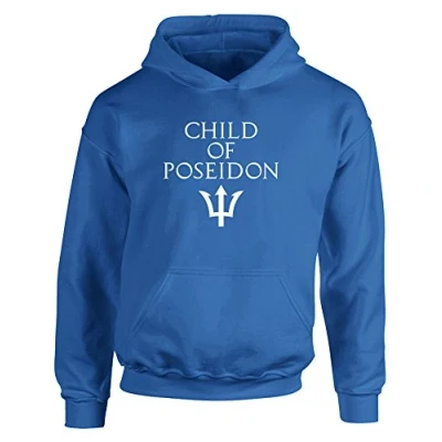 Image of Child of Poseidon, Kids Printed Hoodie Royal Blue/White 9 11 Years
