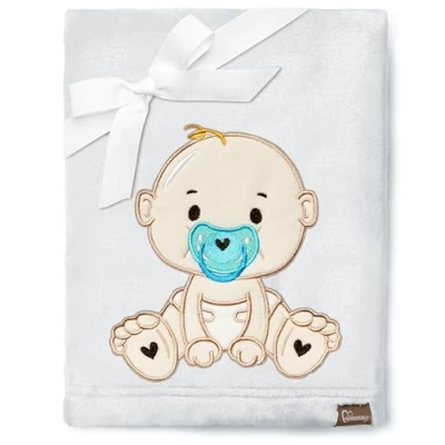 Image of Be Mammy Warm Children Baby Cosy Blanket Gift BE20 168 (Light Grey Boy)
