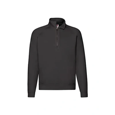 Image of Fruit of the Loom Men&#039;s Premium Zip Neck Sweat Sweater, Black, XL