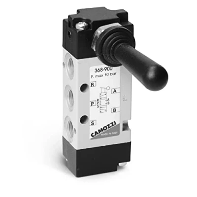 Image of Camozzi 368 905 Manually Operated Valve, 5/3&quot; CC, 1/8&quot;, Lever Spring