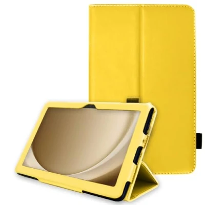 Image of TECHGEAR Leather Case for Samsung Galaxy Tab A9 Plus 11&quot; (SM X210 / SM X215) Premium PU Slim Folio Stand Smart Cover with Hand Strap, Auto Sleep/Wake [Yellow]