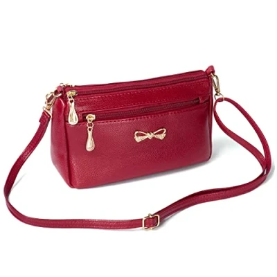 Image of FULEI Small Crossbody Bag for Women Soft PU Leather Ladies Handbags Shoulder Bags Red
