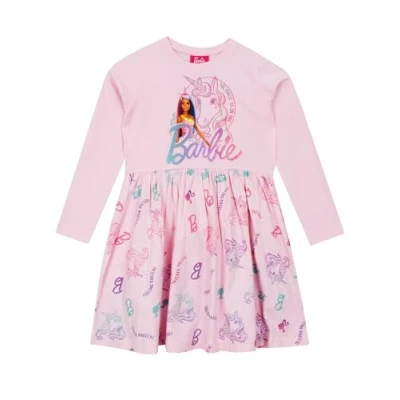 Image of Barbie Dress Unicorn for Girls Skater Pink 7 8 Years